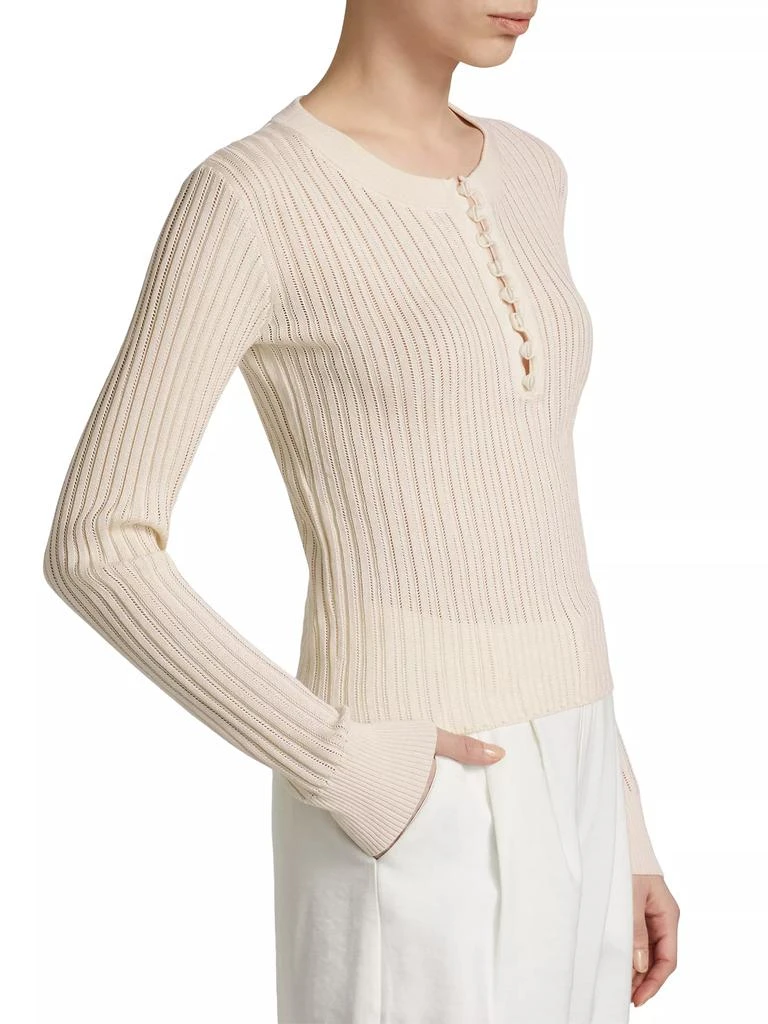 ADAM LIPPES Parker Pointelle Silk-Blend Henley 4