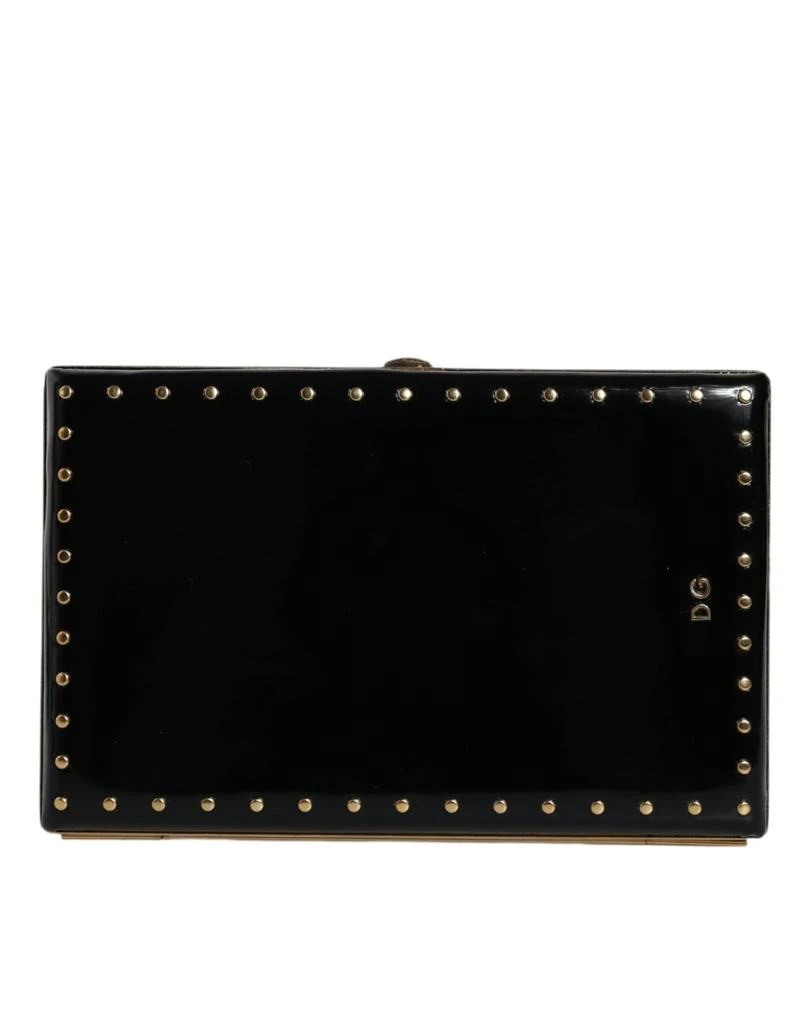 Dolce 
Gabbana Leather Studs gold Frame Clutch Evening Purse Women
s Bag