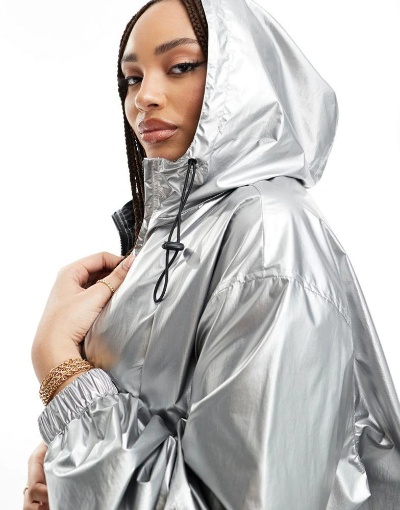 ASOS ASOS DESIGN Curve metallic rain bomber jacket in silver 2