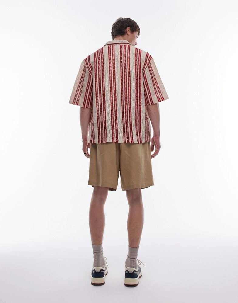 Topman Topman co-ord linen shorts in stone 2