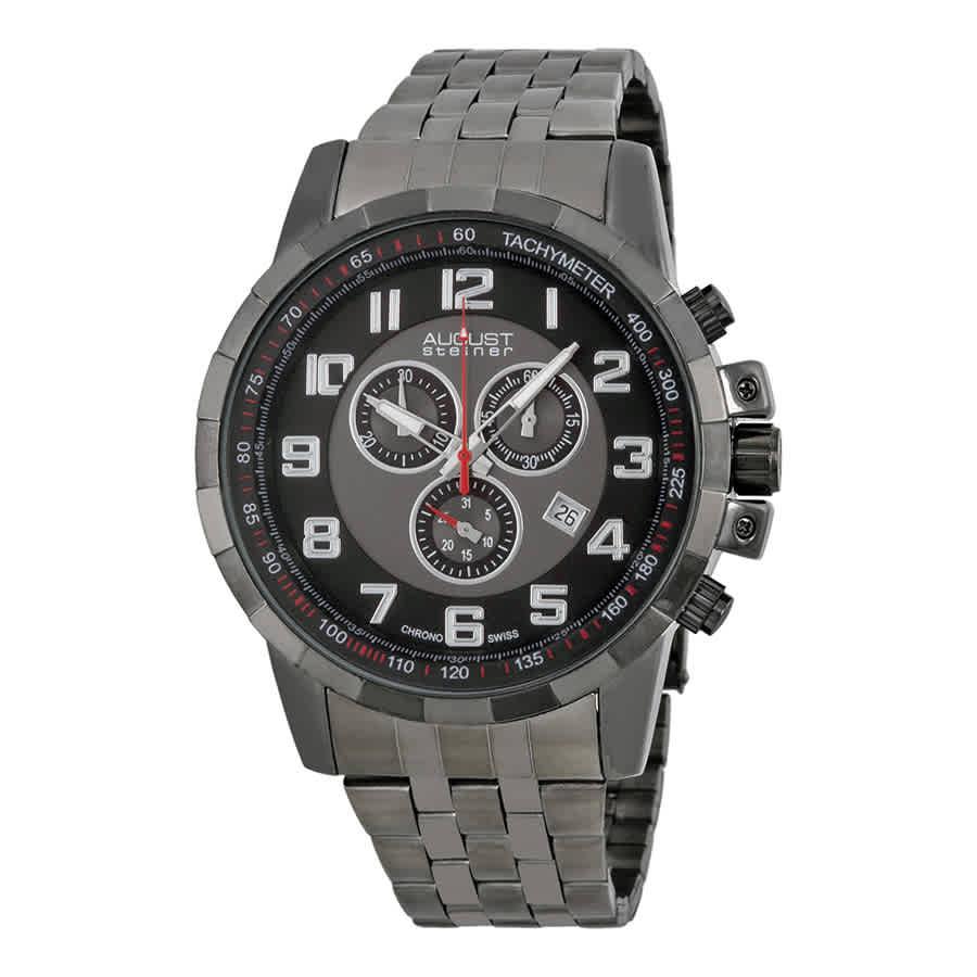 August Steiner Black Dial Black-plated Men's Watch AS8118BK