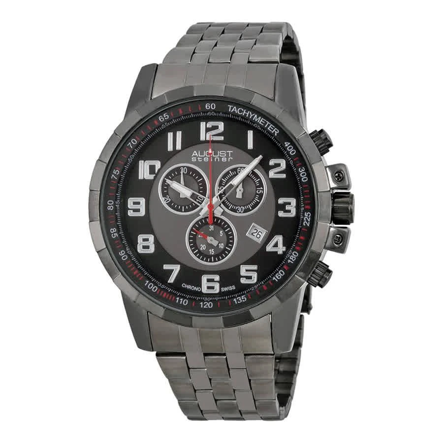 August Steiner Black Dial Black-plated Men's Watch AS8118BK 1
