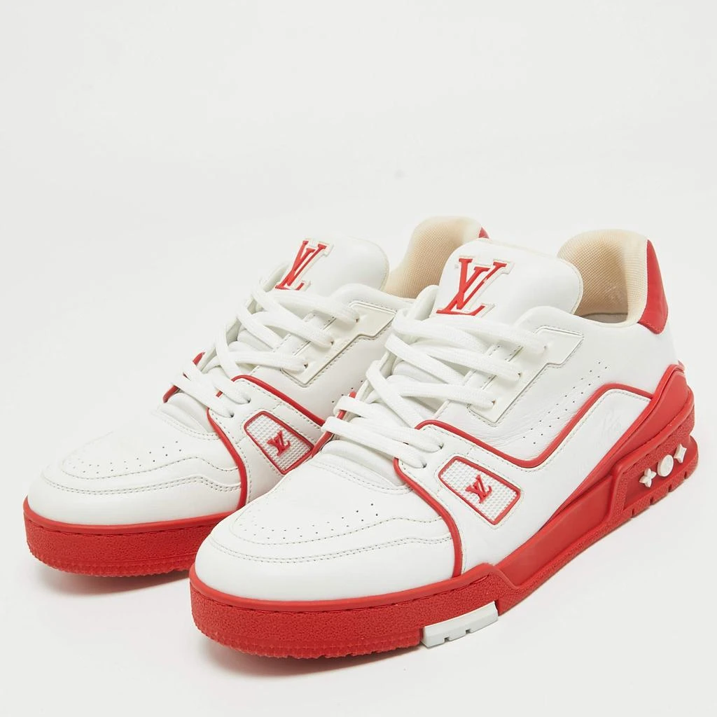 Louis Vuitton Louis Vuitton White/Red Leather LV Trainer Sneakers Size 39.5  2