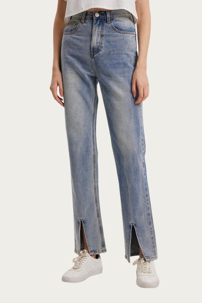 【RECTO】 ISLA FRONT SLIT MEDIUM WASHED DENIM PANTS RECTO Isla Front Slit Medium Washed Denim Jeans | Shopbop