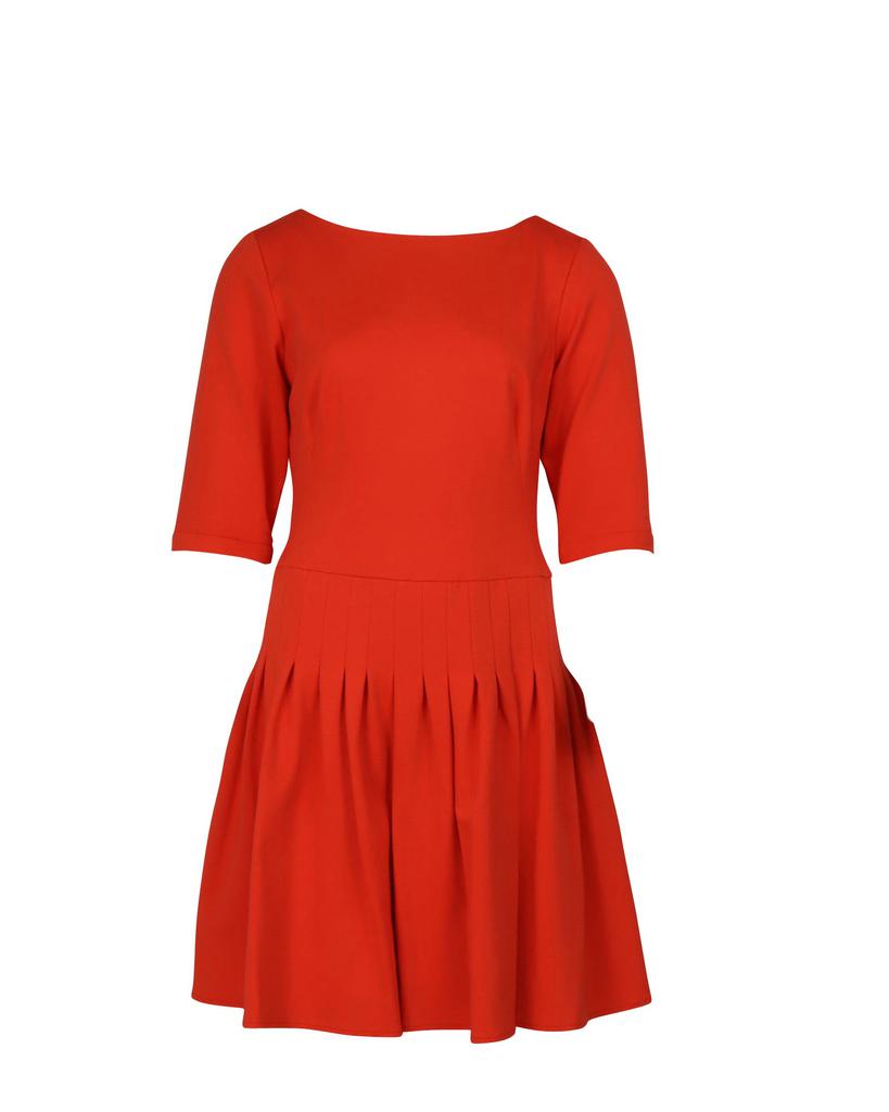 Issa Pleated Dress in Orange Viscose