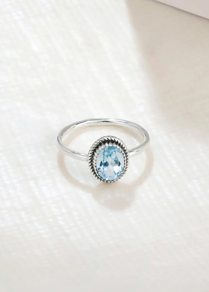 Tiramisu 925 Sterling Silver Ocean Halo Blue Topaz Gemstone Ring 4