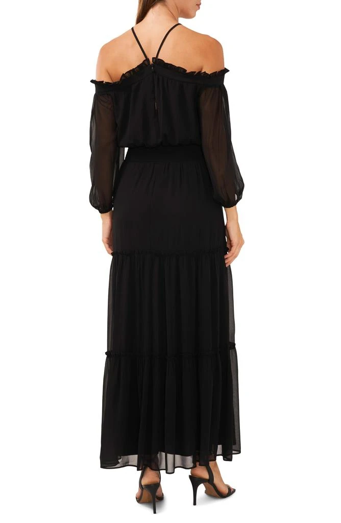 Halogen Cold Shoulder Long Sleeve Halter Maxi Dress 2