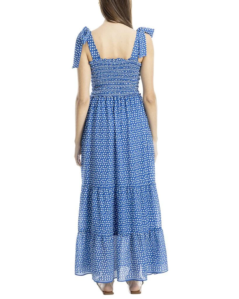 Max Studio Self Tie Smocked Bodice Maxi Dress - Blue - Medium