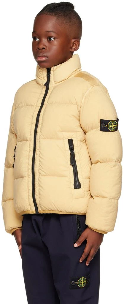 Stone Island Junior Kids Yellow Stand Collar Down Jacket 4