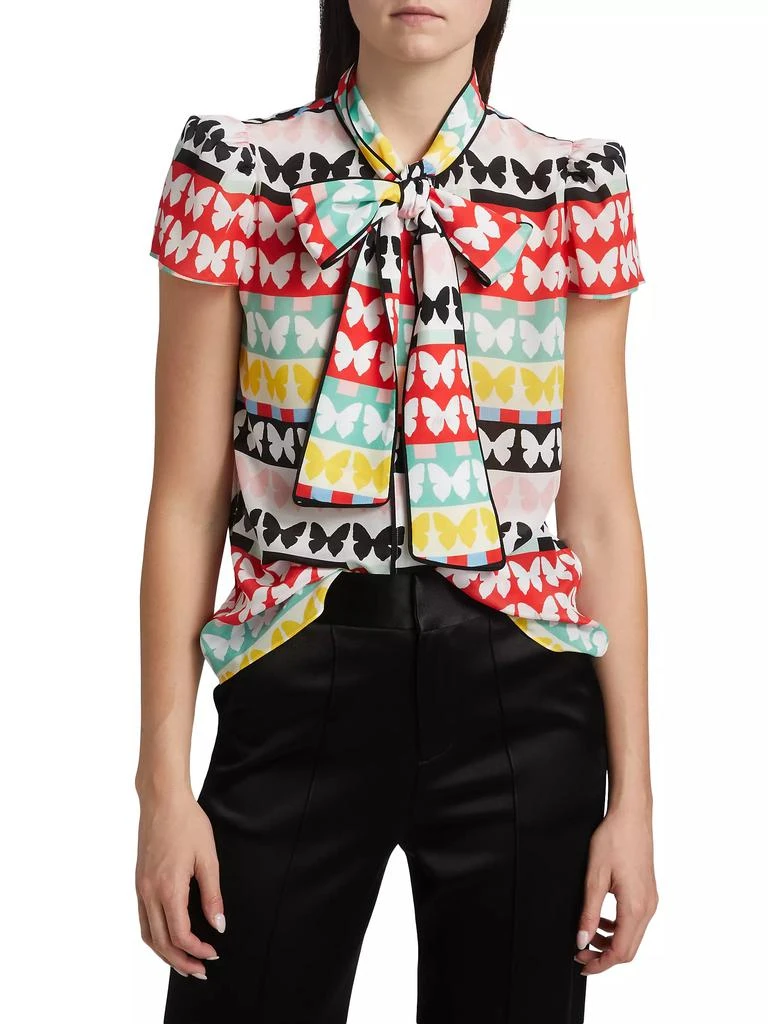 Alice + Olivia Jeannie Butterfly Tie-Neck Top 3
