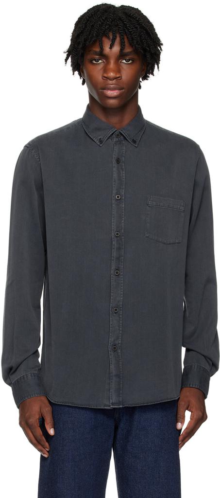 Sunspel Gray Pocket Denim Shirt