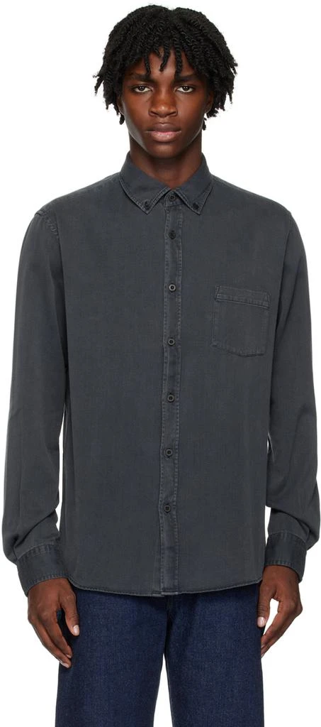 Sunspel Gray Pocket Denim Shirt 1
