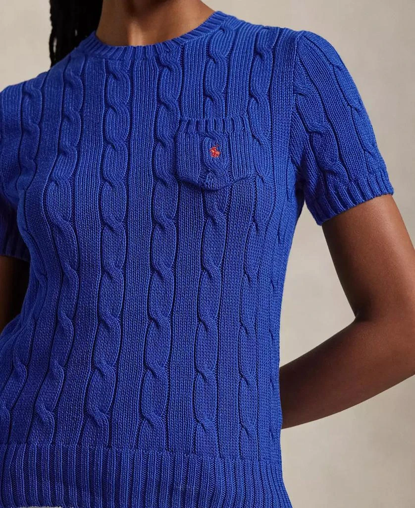 Ralph Lauren Women's Cable-Knit Cotton Short-Sleeve Sweater 3