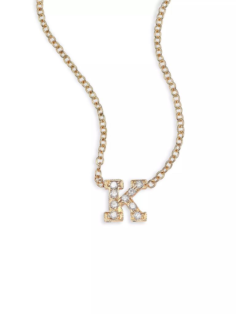 Zoë Chicco Pavé Diamond & 14K Yellow Gold Initial Pendant Necklace