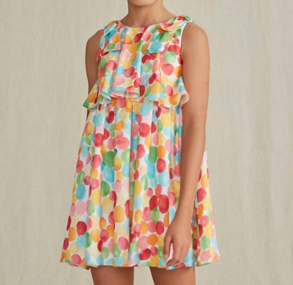 Abel & Lula Abel & Lula - Polka Dot & Bow Satin Dress