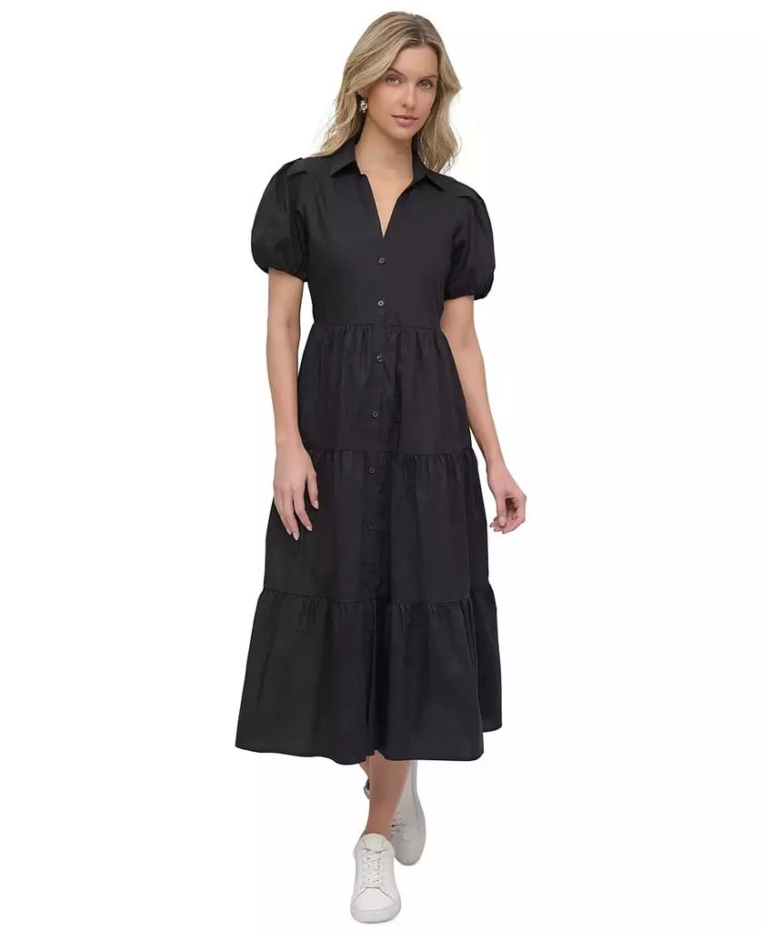 DKNY DKNY Women's Puffed-Sleeve Tiered Shirtdress 6