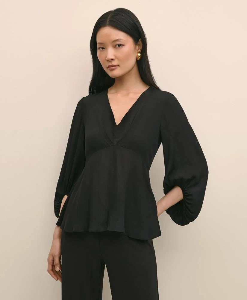 Brooks Brothers Crepe V-Neck Peplum Blouse