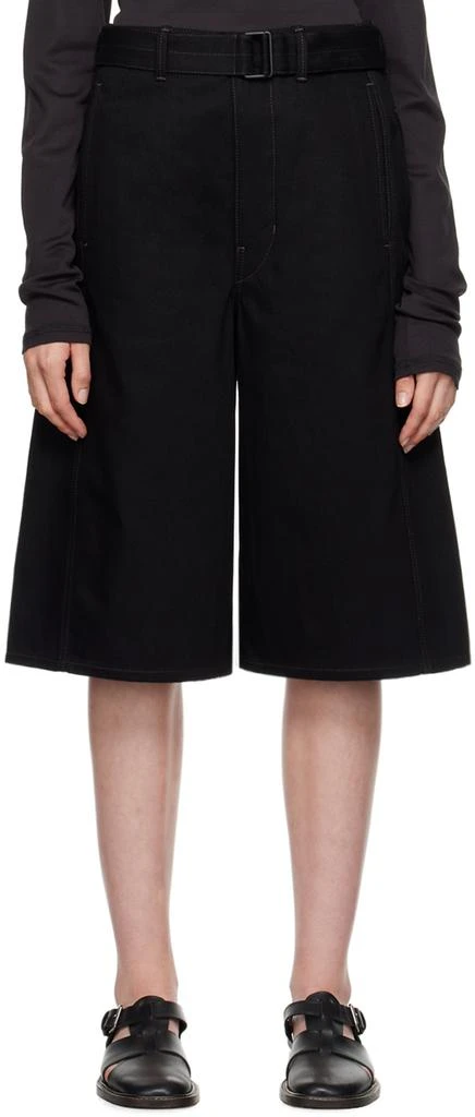 LEMAIRE Black Twisted Belted Denim Shorts 1