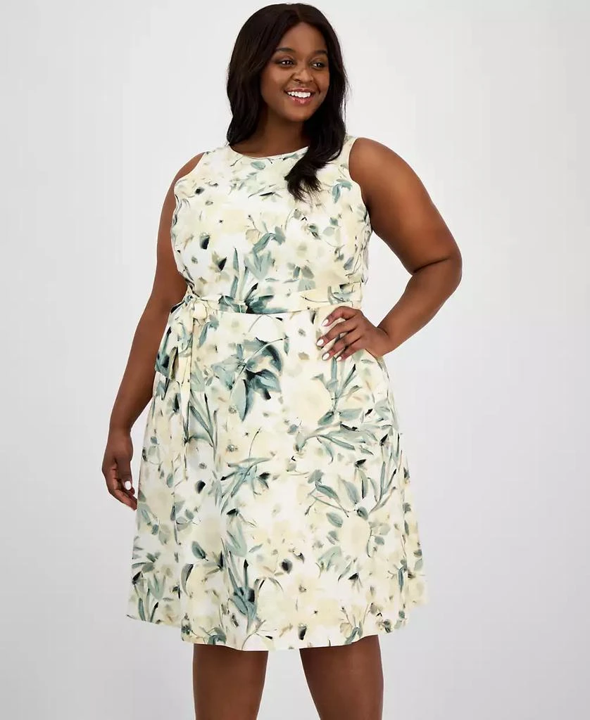 Shop Plus Size Floral-Print Linen-Blend Fit & Flare Dress on Sale at  BeyondStyle  Get 71% Off Plus Size Floral-Print Linen-Blend Fit & Flare  Dress with Limited-Time Flash Deals, Exclusive Discounts, and