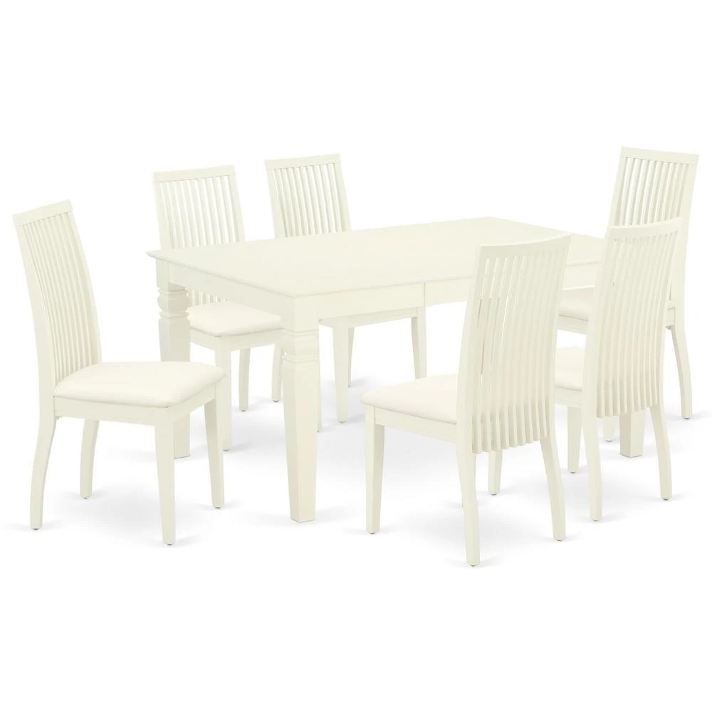 East West Furniture Dining Room Set Linen White, WEIP7-WHI-C