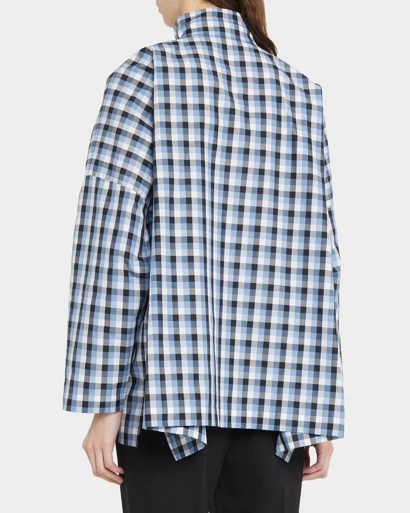 Eskandar Wide Longer-Back Plaid Shirt with Double Stand Collar (Mid-Plus) 4