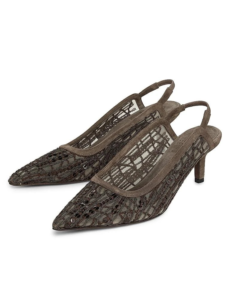 Brunello Cucinelli 50MM Mesh Slingback Pumps 2