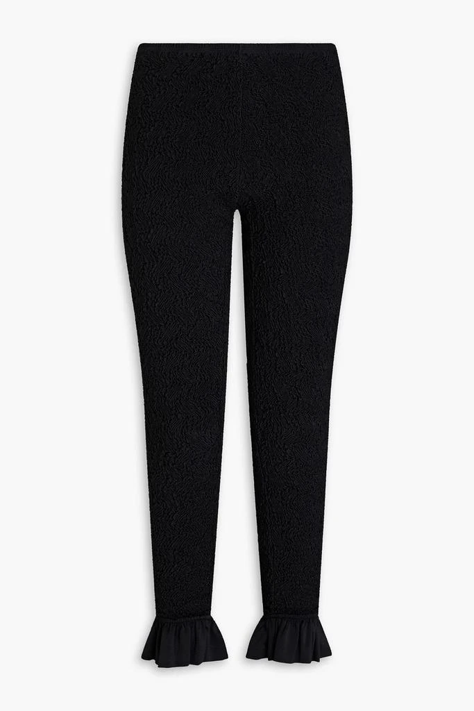Alexander Wang Ruffled shirred satin-jersey slim-leg pants 1