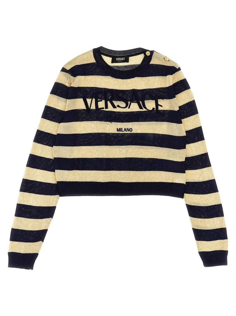 Versace Versace Kids Lurex Striped Sweater With Logo Embroidery 1