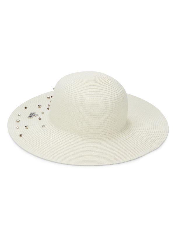 Karl Lagerfeld Paris Textured Embellished Sun Hat