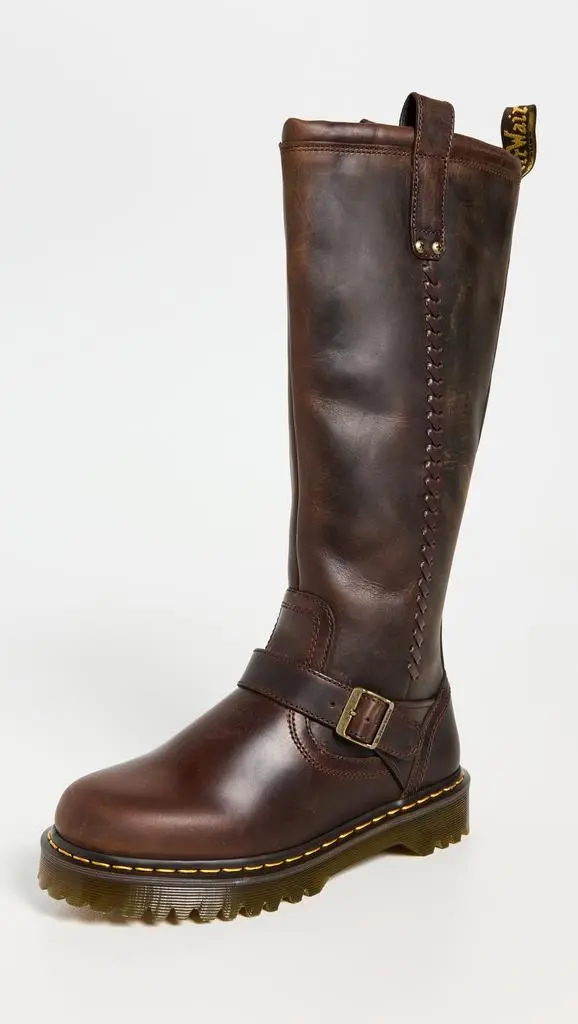Dr. Martens Anistone Dark Brown Crazy Horse Biker Boots