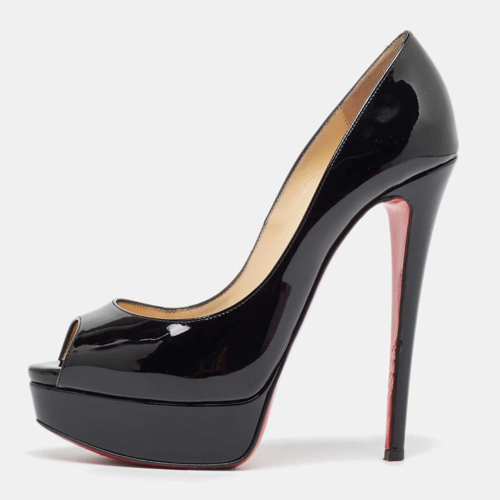Christian Louboutin Christian Louboutin Black Patent Leather Lady Peep Pumps Size 37.5 1