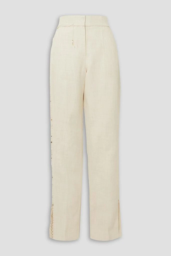 Jacquemus Lace-up linen-blend straight-leg pants 1