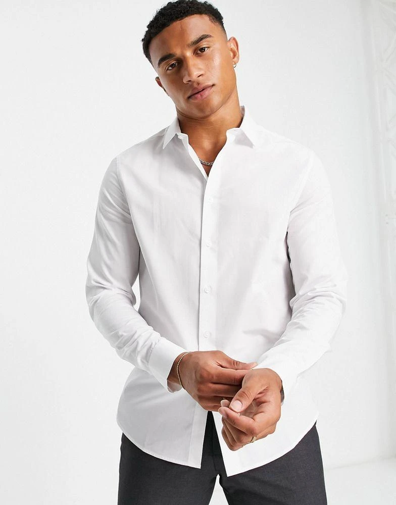 ASOS ASOS DESIGN regular fit shirt in white 4