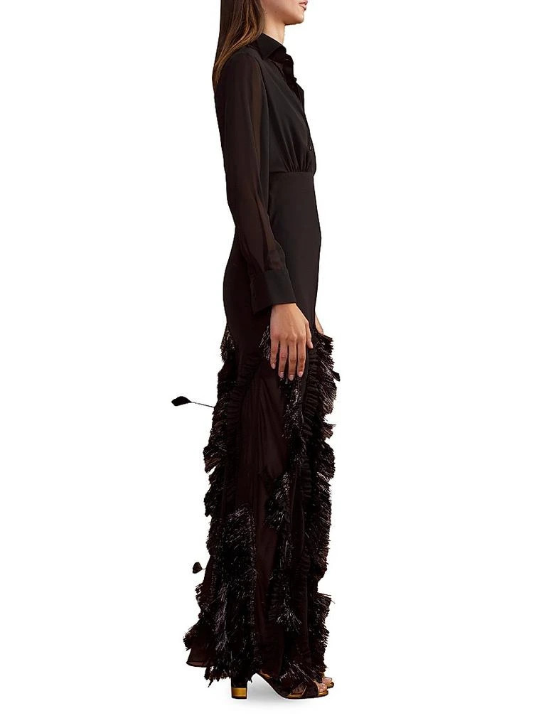 Cynthia Rowley Metallic Fringe Embellished Georgette Dress 2