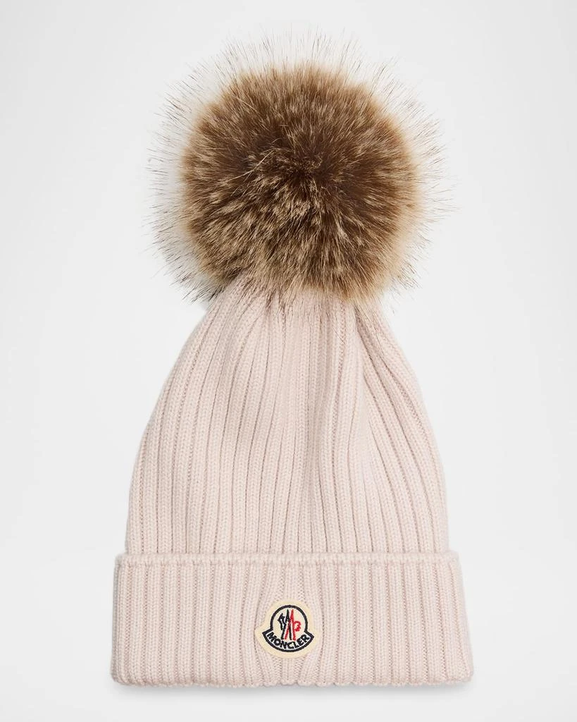 Moncler Kid
s Wool Knit Beanie with Pompom