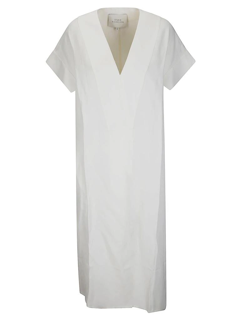Studio Nicholson Studio Nicholson V-Neck Short-Sleeved Dress 1