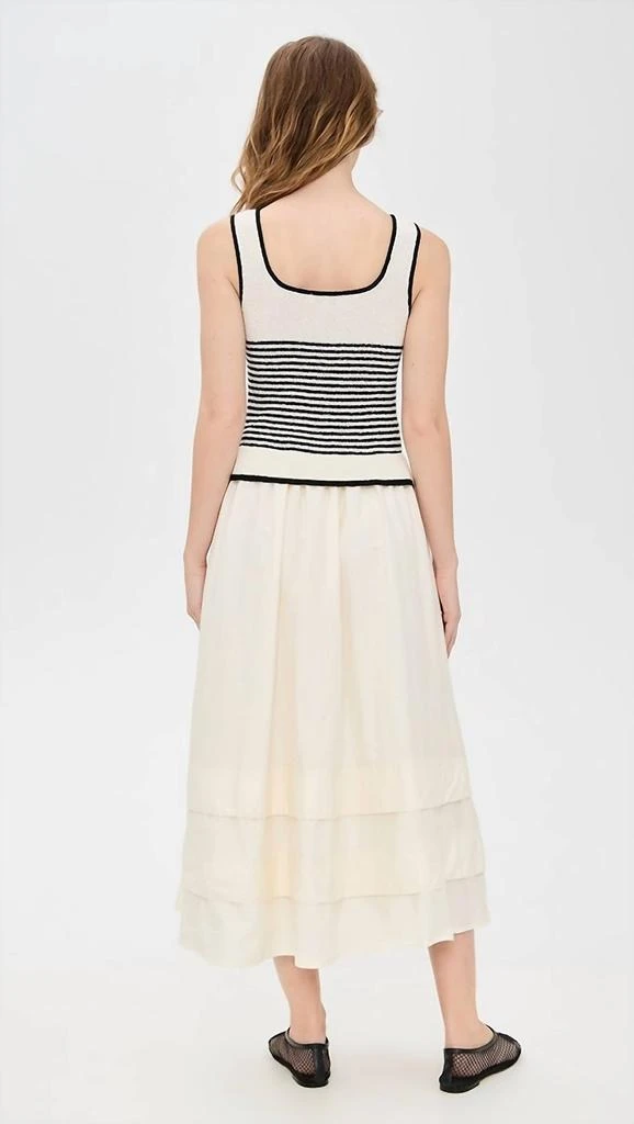 Moon River Striped Knit Top Midi Dress In Cream 2