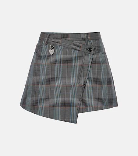 Acne Studios Irinna wool-blend plaid wrap skirt 1