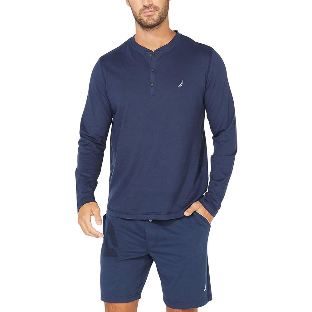 Nautica Men's Soft, Breathable Long Sleeve Henley Pajama Shirt