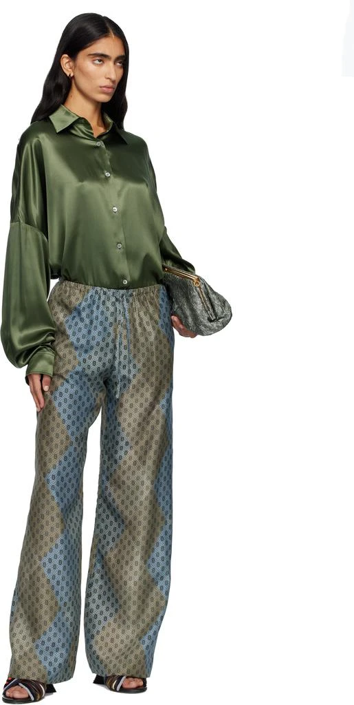 Dries Van Noten Blue 
Gray Elasticated Trousers 4