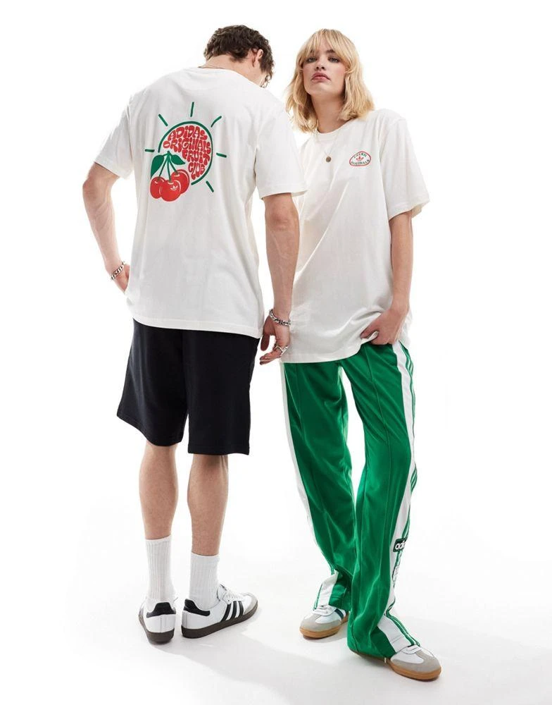 adidas Originals cherry back print t-shirt in off white – On Sale