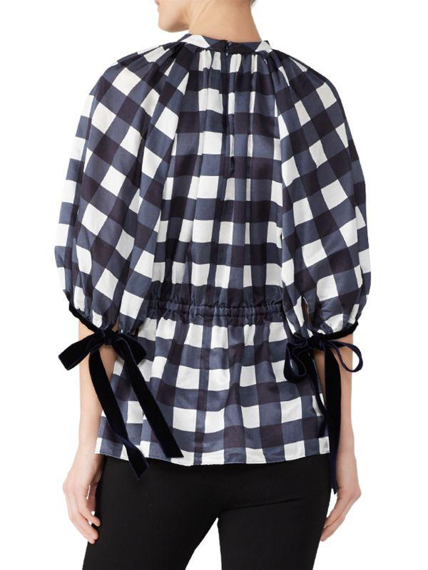 MOTHER OF PEARL Plaid Mockneck Longline Top