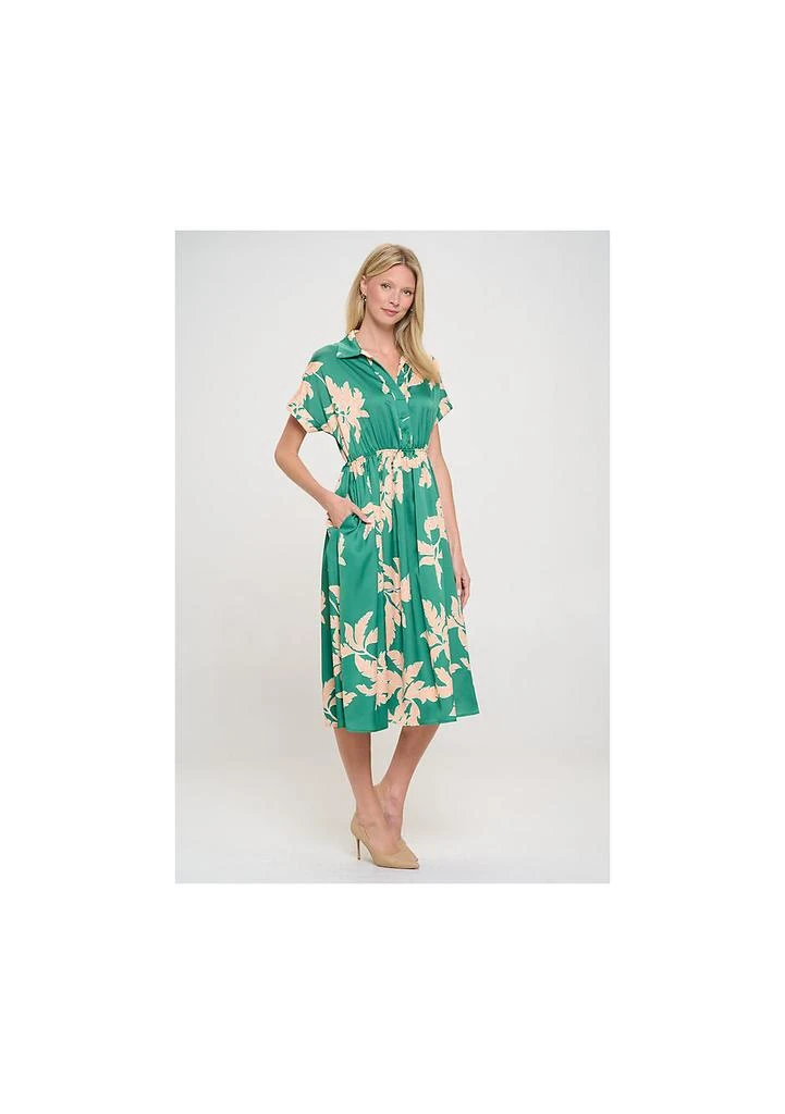 Renee C. LEAF PRINT COLLARED DRESS 3