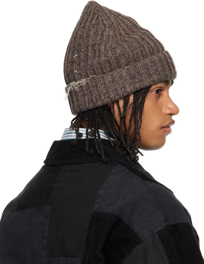 MAISON MARGIELA Brown Rib-Knit Beanie 3