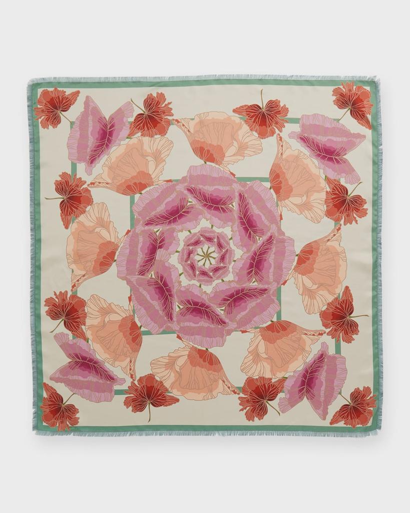 Franco Ferrari Fringe-Trim Silk Square Scarf