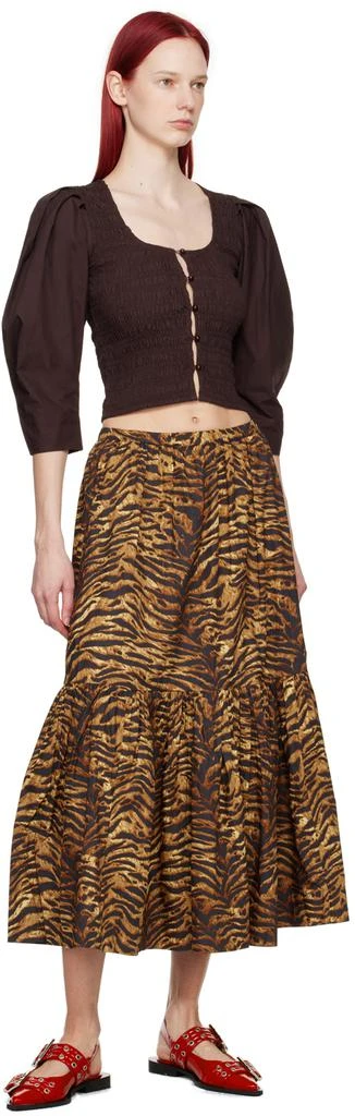 Ganni Brown Flounce Maxi Skirt 4