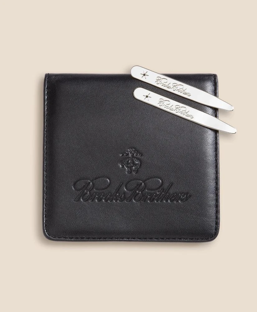 Brooks Brothers Metallic Collar Stays with Nappa Leather Case 1