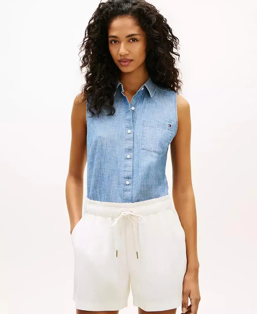 Tommy Hilfiger Women's Collared Sleeveless Shirt