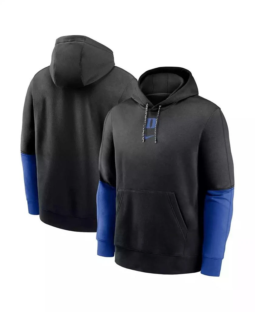 NIKE Men's Black/Royal Duke Blue Devils 2024 Sideline Club Pullover Hoodie 1