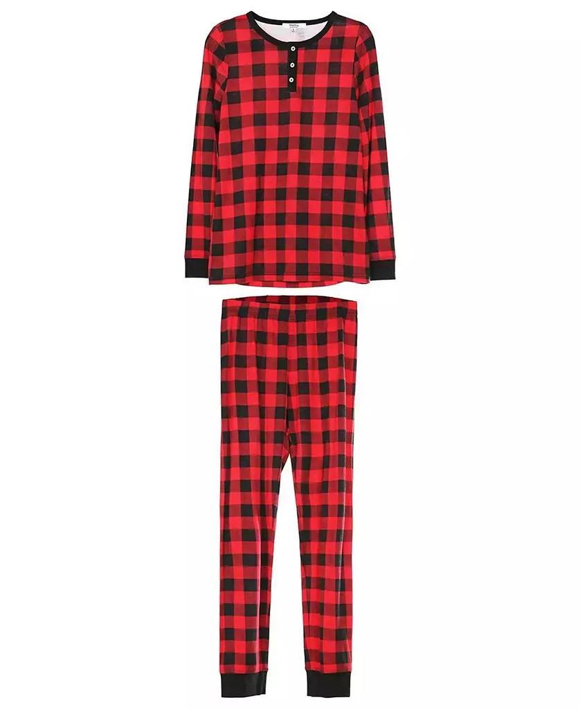 Memoi Women's Buffalo Plaid Long Sleeve Tapered Bottom 2 Piece Pajama Set 3